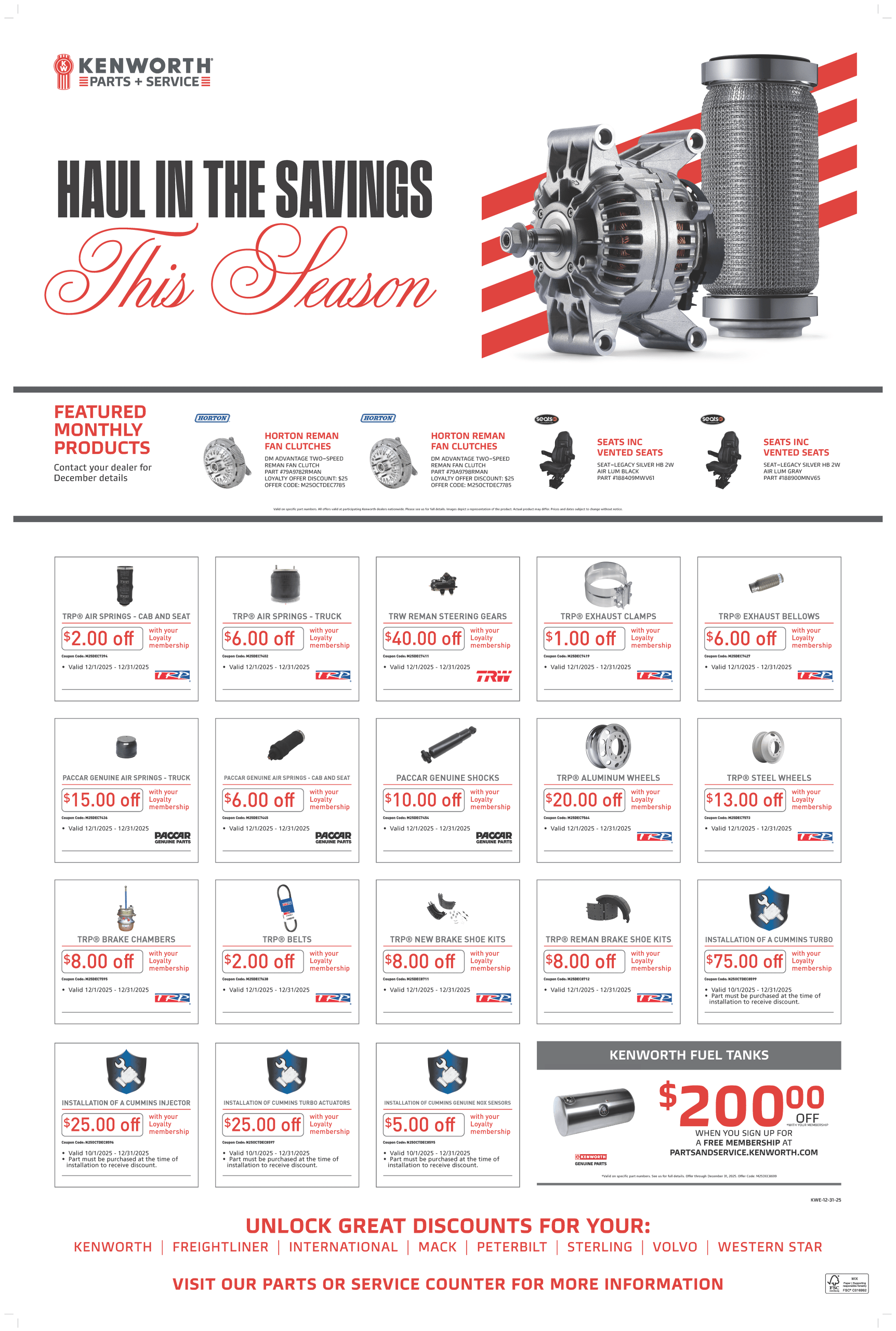 Kenworth December Part Specials Kenworth December Part Specials